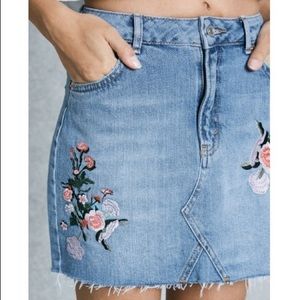 embroidered denim skirt Topshop